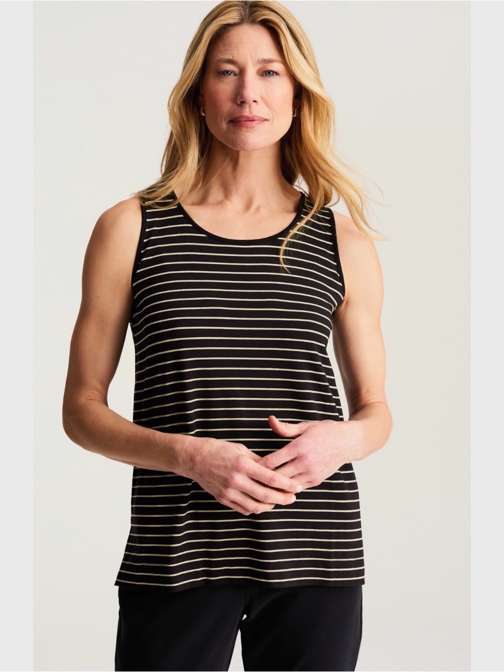 NWOT J. Jill Navy and White Striped Wearever A-Line Sleeveless Tank - 2X
